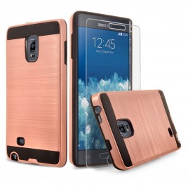 Samsung Galaxy Note Edge Case, 2-Piece Style Hybrid Shockproof Hard Case Cover with [Premium Screen Protector] Hybird Shockproof And Circlemalls Stylus Pen (Rose Gold)